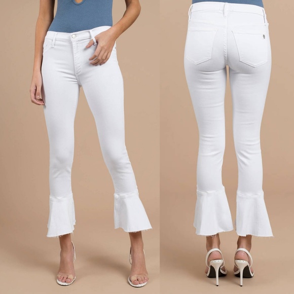 ruffle hem jeans white